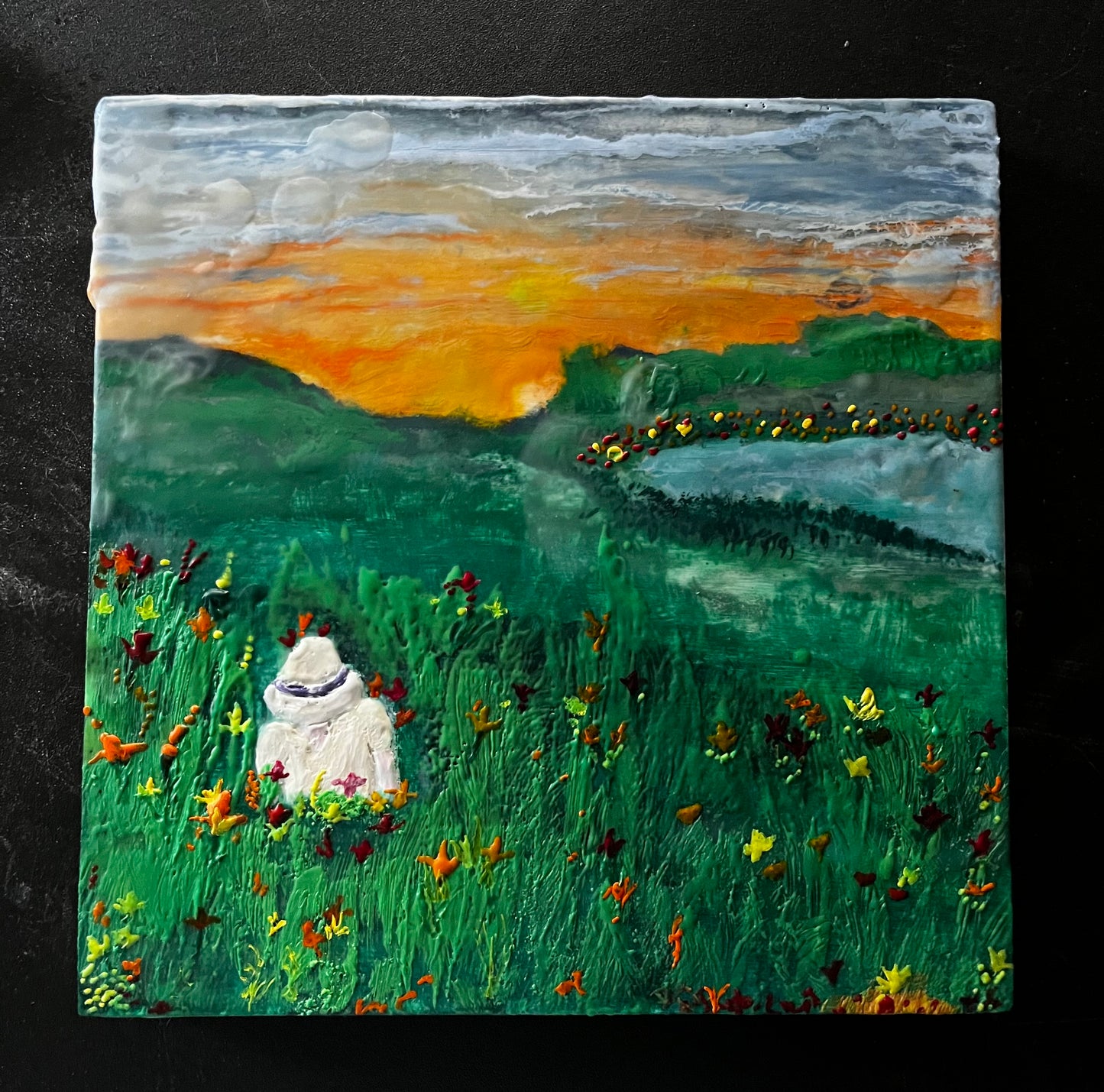 Amongst The Wildflowers (Original Encaustic Artwork)